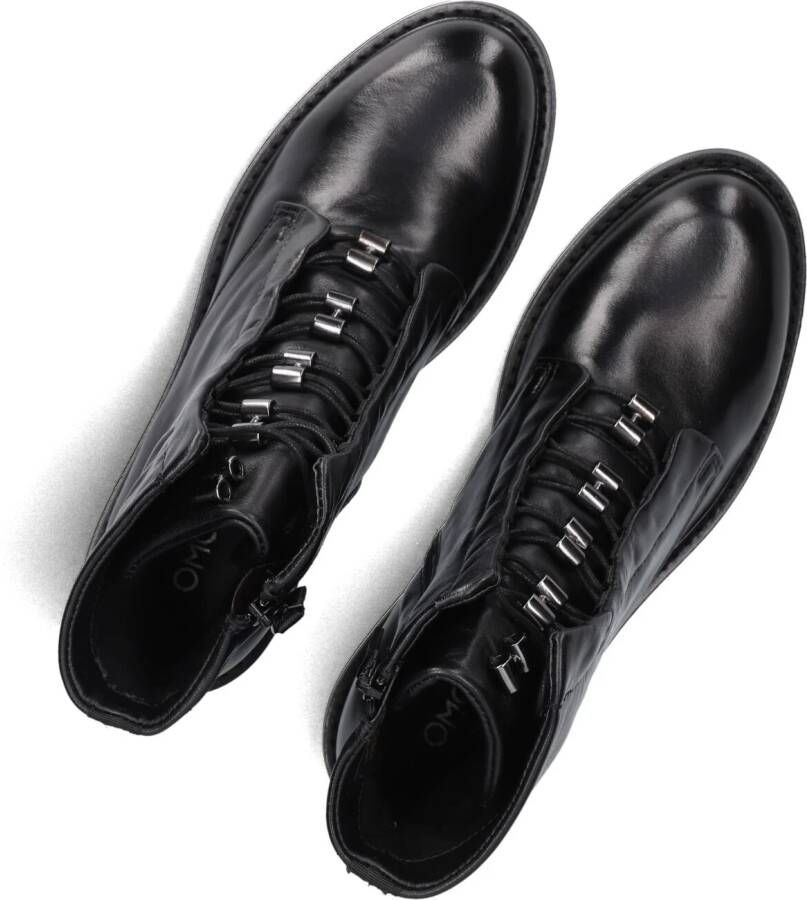 Omoda Zwarte leren veterschoenen