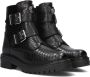 Omoda Zwarte Biker Laarzen met Slangenprint - Thumbnail 1