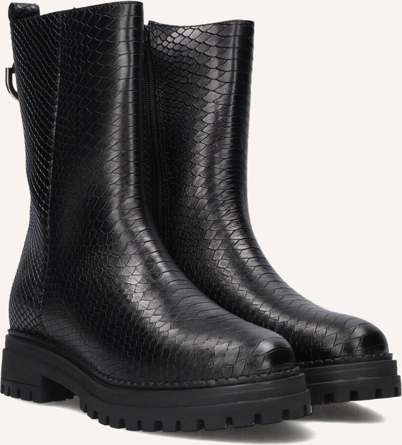 Omoda Zwarte Leren Croco Enkelboots