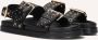 Omoda Zwarte leren sandalen met gouden details - Thumbnail 1