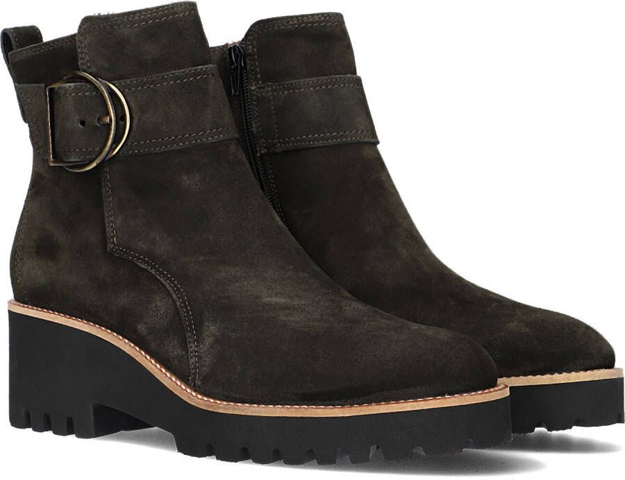 Paul Green 9763 Enkellaarsjes Enkelboots met rits Dames Groen