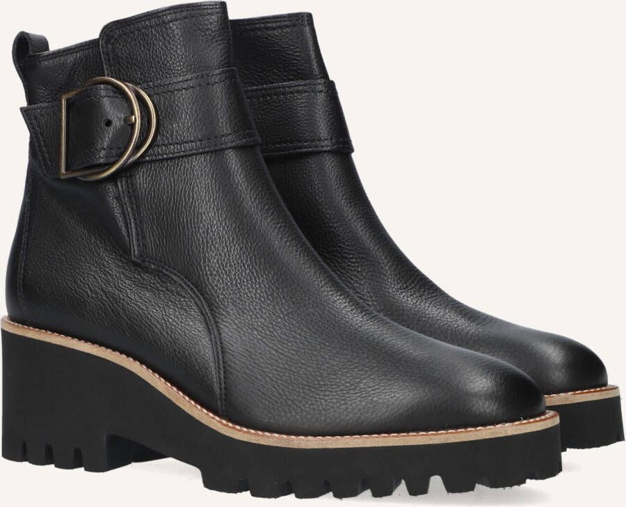 PAUL GREEN Enkellaarsjes Dames 9763 Maat: 41 Materiaal: Leer Kleur: Zwart