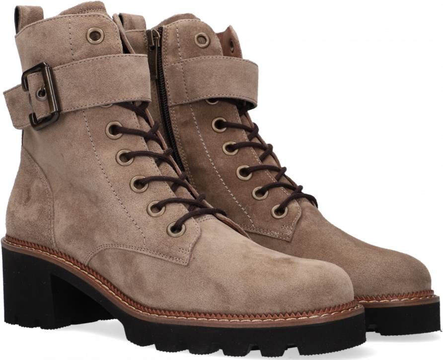 Paul Green 9910 Veterboots Laarzen Met Veters Dames Taupe - Schoenen.nl