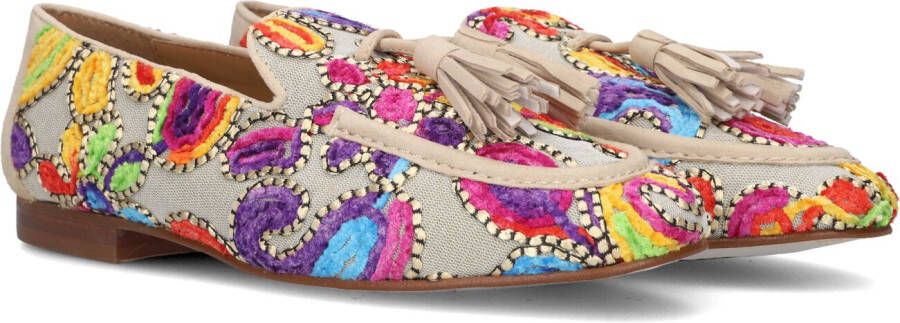 Pedro Miralles Beige Mesh Loafers met Velvet Accents Multicolor Dames