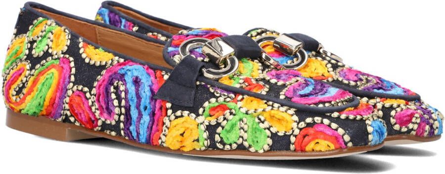 Pedro Miralles Blauwe Suède Loafer met Velvet Accents Multicolor Dames