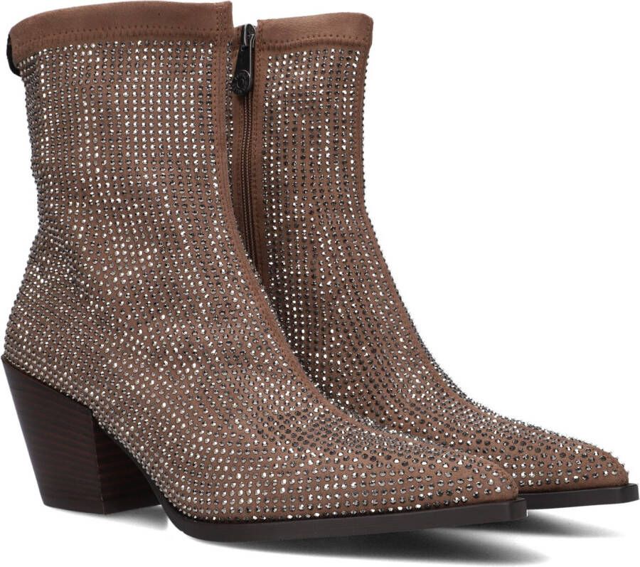 Pedro Miralles Taupe Suède Enkellaarzen met Zilveren Studs Beige Dames