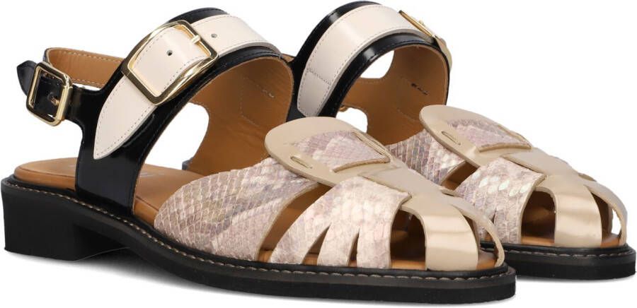 Pertini Bruine Leren Sandalen met Slangenprint Brown Dames