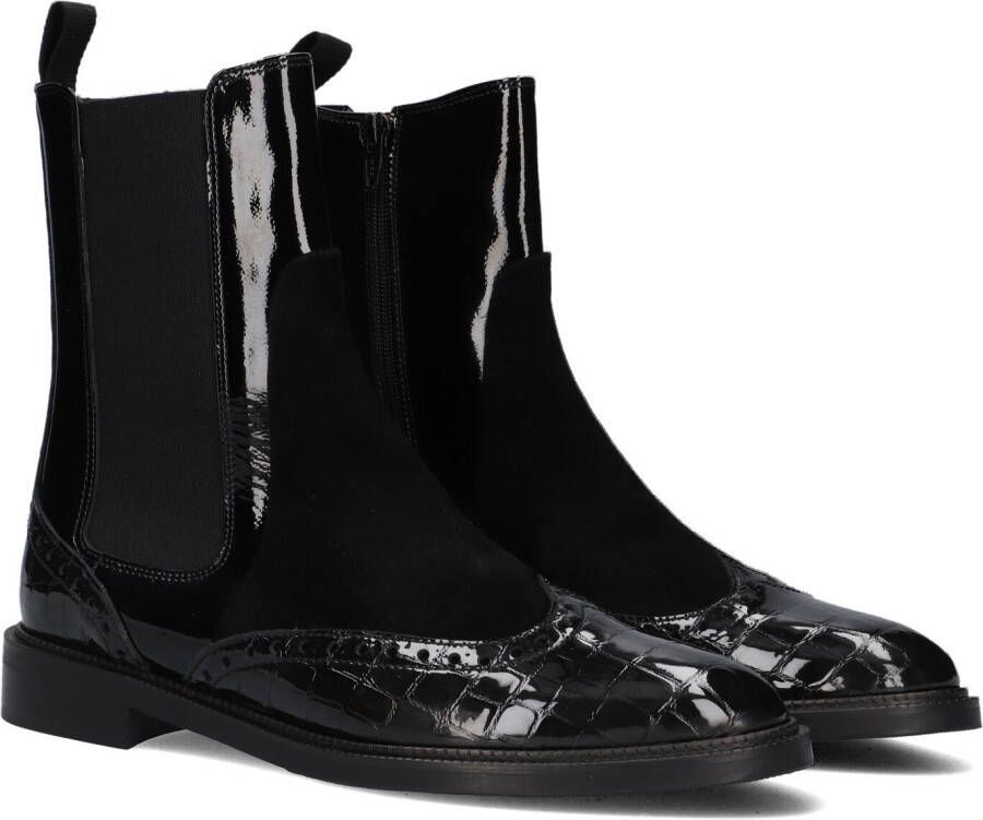 Pertini Zwarte Chelsea Boots Krokodillenprint Black Dames