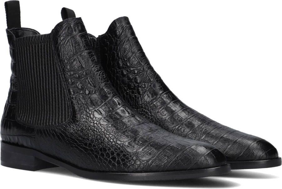 Pertini Enkellaarsjes Dames Laarzen Damesschoenen Leer Crocoprint 31097 Zwart
