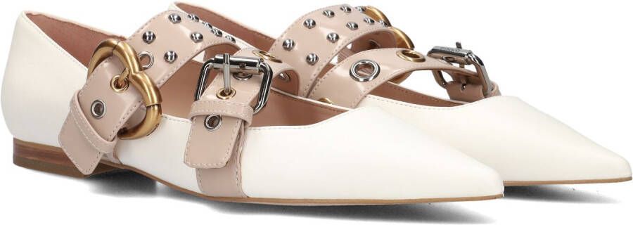 Pinko Witte Leren Ballerina met Goud en Zilver Details White Dames