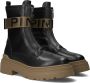 Pinko Boots Stretch Leather Biker Lace-Up With Gold Buckle in zwart - Thumbnail 1