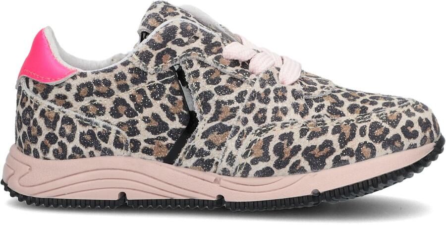 Pinocchio F1584 suède sneakers met panterprint beige roze - Foto 3
