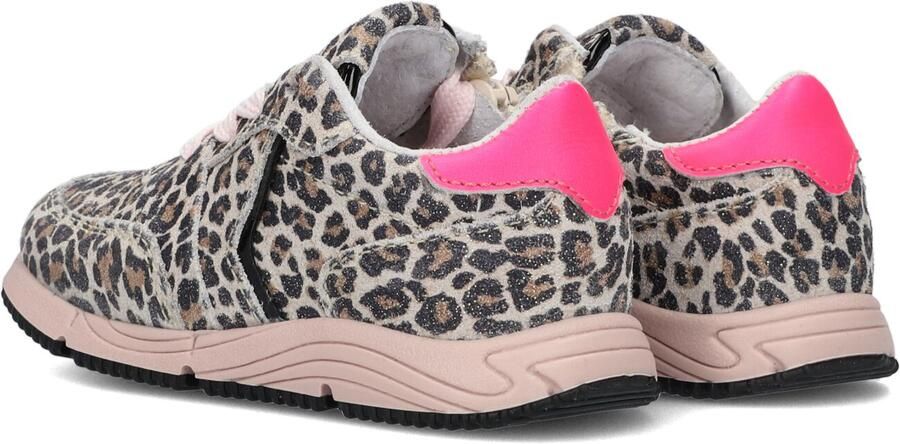 Pinocchio F1584 suède sneakers met panterprint beige roze - Foto 4