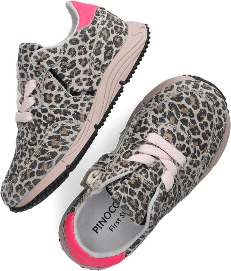 Pinocchio F1584 suède sneakers met panterprint beige roze - Foto 2