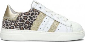 Pinocchio P1779 leren sneakers met panterprint wit goud