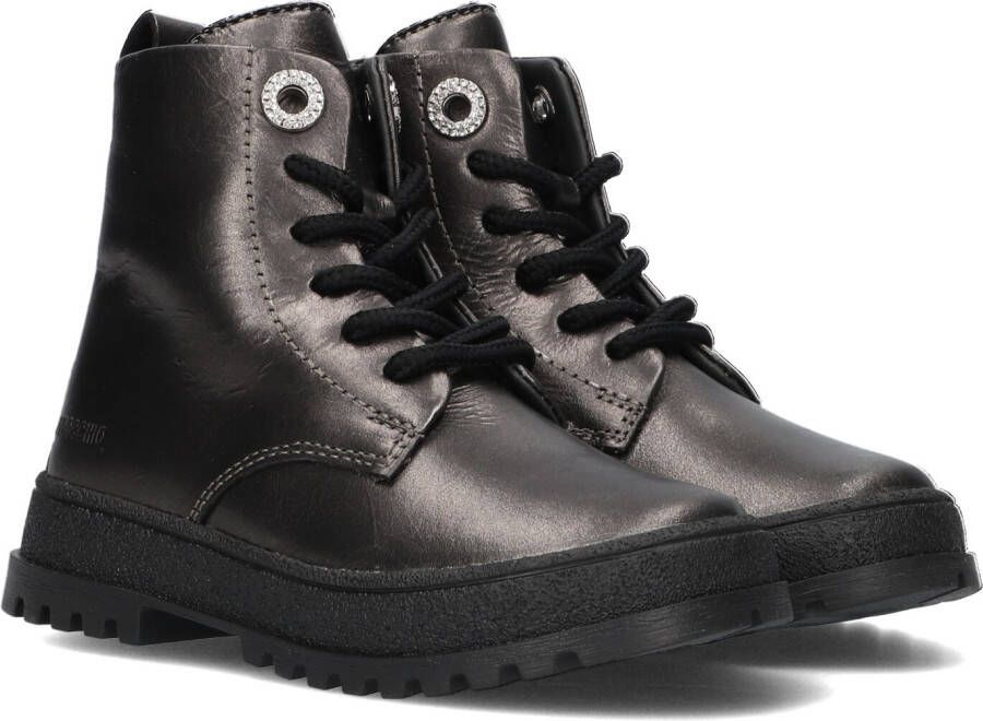 Pinocchio P1564 Veterboots Laarzen Met Veters Meisjes Kids Zilver