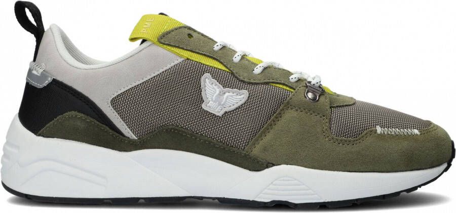 PME Legend Trendy Groene Leren Sneaker met Grijze en Zwarte Accenten Green Heren