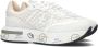 Premiata Sneakers van geperforeerde stof en suède Beige Dames - Thumbnail 1