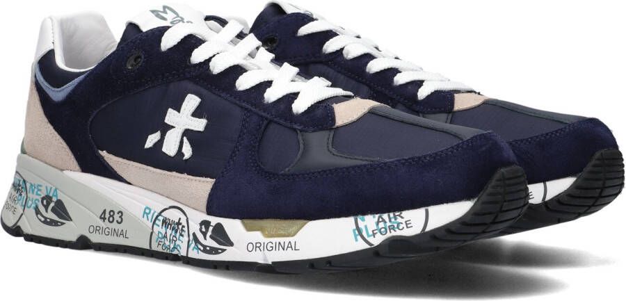 Premiata Blauwe Suède en Nylon Sneakers met Opvallend Logo Blauw Heren