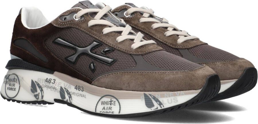 Premiata Logo Print Net en Leren Sneakers Gray Heren