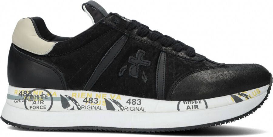 Premiata Kwaliteitslederen sneakers met glamoureuze details Black Dames