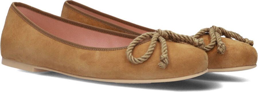 Pretty Ballerinas Bruine Suède Ballerina met Strik Brown Dames