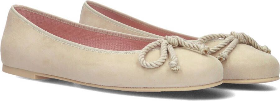 Pretty Ballerinas Beige Suède Ballerina's met Strik Brown Dames