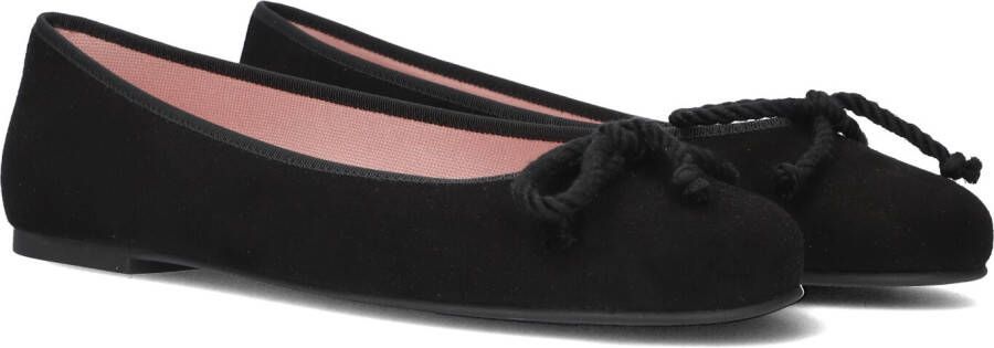 Pretty Ballerinas Zwarte Suède Ballerina's met Strik Black Dames