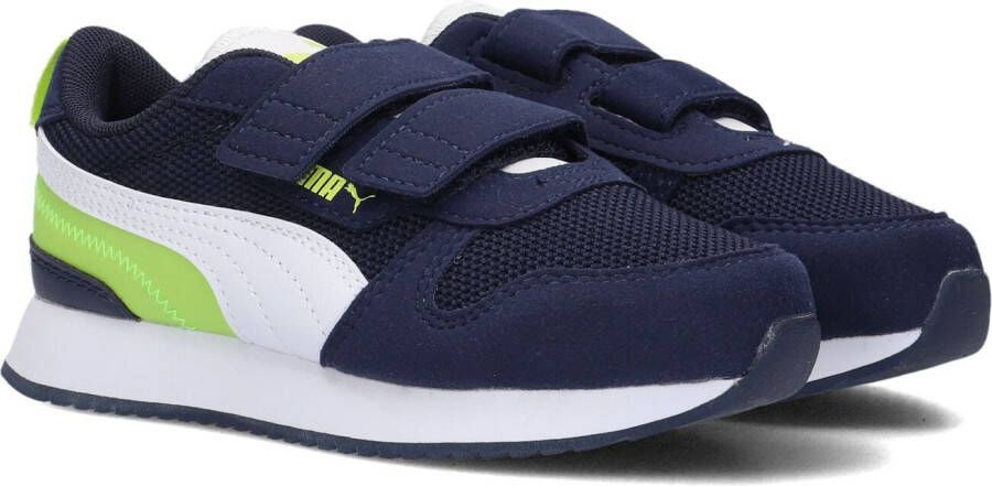 Puma R78 V Inf sneakers donkerblauw wit groen Jongens Meisjes Mesh Meerkleurig 22