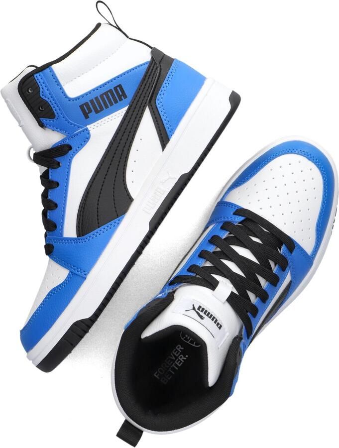 Puma Rebound v6 Mid V6 Mid sneakers wit zwart kobaltblauw Jongens Meisjes Imitatieleer 35.5 - Foto 2
