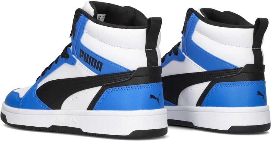 Puma Rebound v6 Mid V6 Mid sneakers wit zwart kobaltblauw Jongens Meisjes Imitatieleer 35.5 - Foto 6
