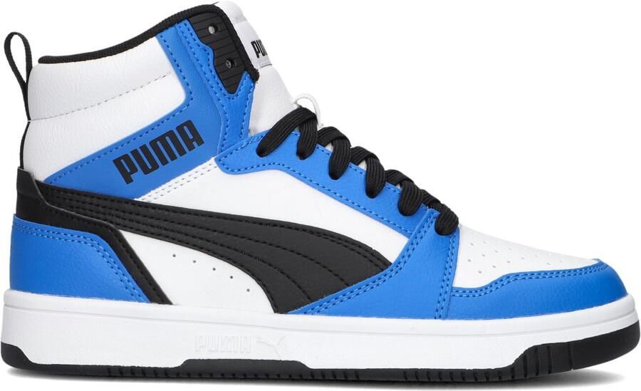 Puma Rebound v6 Mid V6 Mid sneakers wit zwart kobaltblauw Jongens Meisjes Imitatieleer 35.5