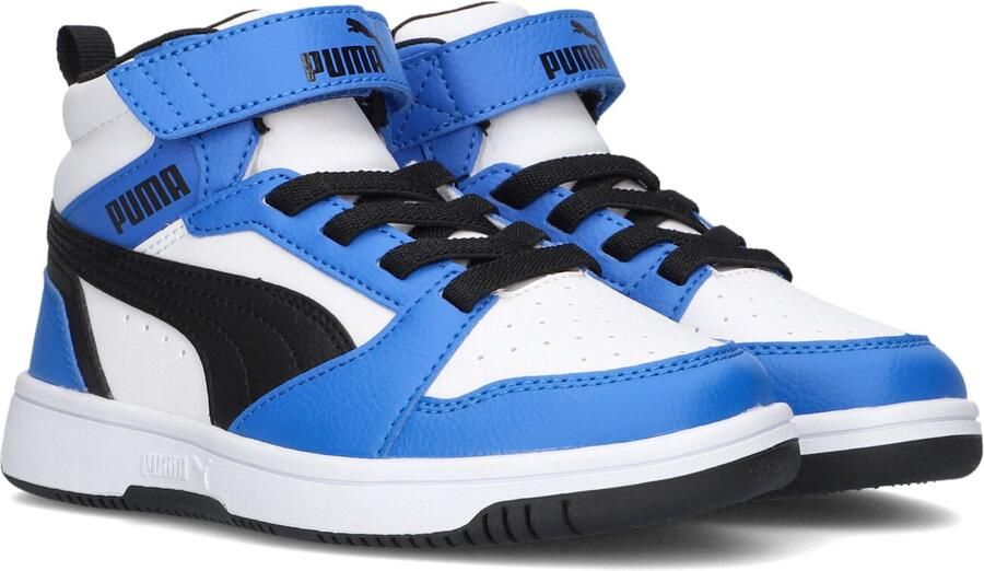 Puma Rebound v6 Mid V6 Mid sneakers wit zwart blauw Jongens Meisjes Imitatieleer 30
