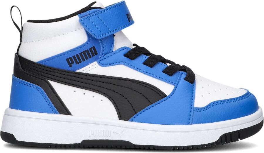 Puma Rebound v6 Mid V6 Mid sneakers wit zwart blauw Jongens Meisjes Imitatieleer 28