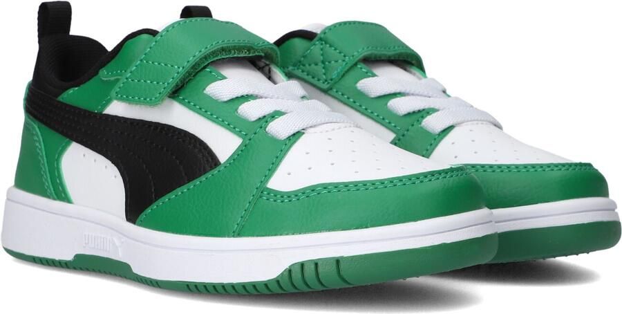 PUMA Kinder Schuhe Mid Rebound V6 Lo AC+ Inf 397420 White- Black-Archive Green