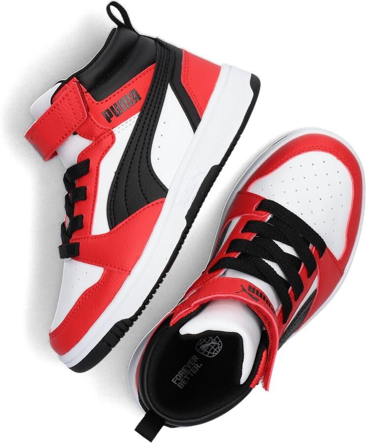 Puma Rebound v6 Mid V6 Mid sneakers wit zwart rood Jongens Meisjes Imitatieleer 29 - Foto 3