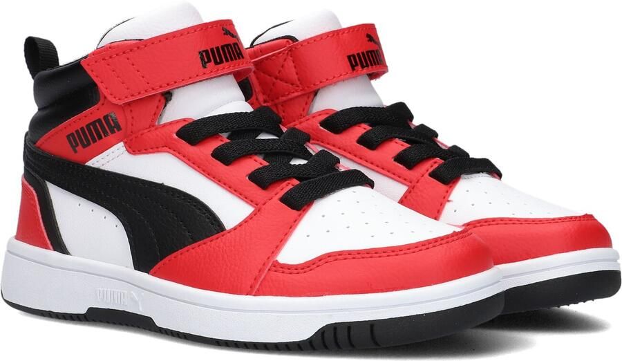 Puma Rebound v6 Mid V6 Mid sneakers wit zwart rood Imitatieleer 35