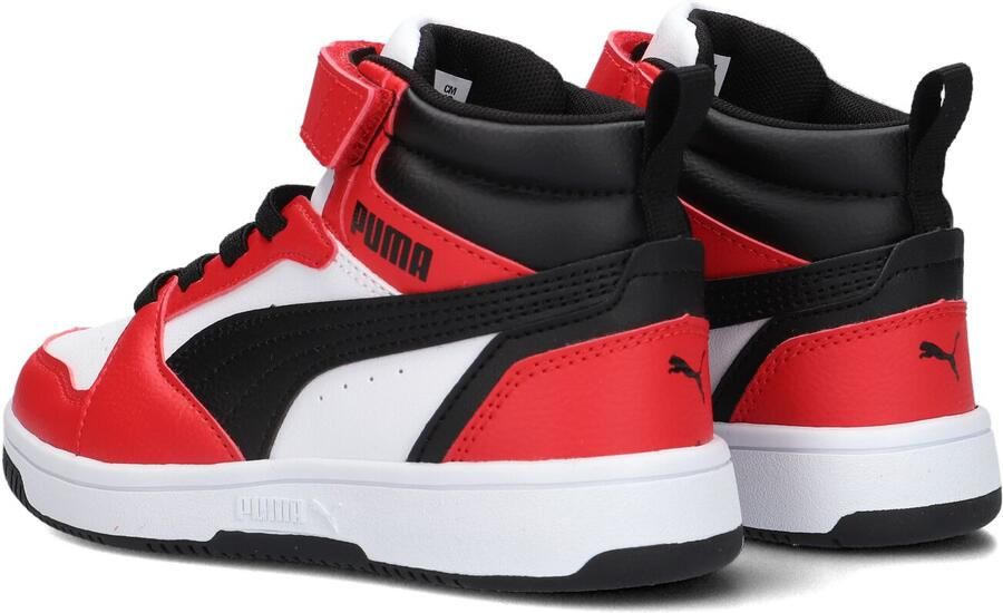 Puma Rebound v6 Mid V6 Mid sneakers wit zwart rood Jongens Meisjes Imitatieleer 29 - Foto 2