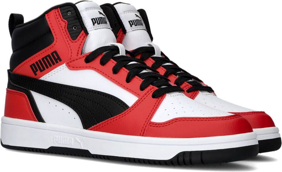 Puma Rebound V6 Mid Jr White Black for All Time Red Fashion sneakers Schoenen weiß maat: 37.5 beschikbare maaten:36 37.5 38.5 39