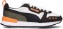 Puma Zwart Witte Sneaker met Neon Oranje en Olijfgroene Accenten Multicolor Dames - Thumbnail 1