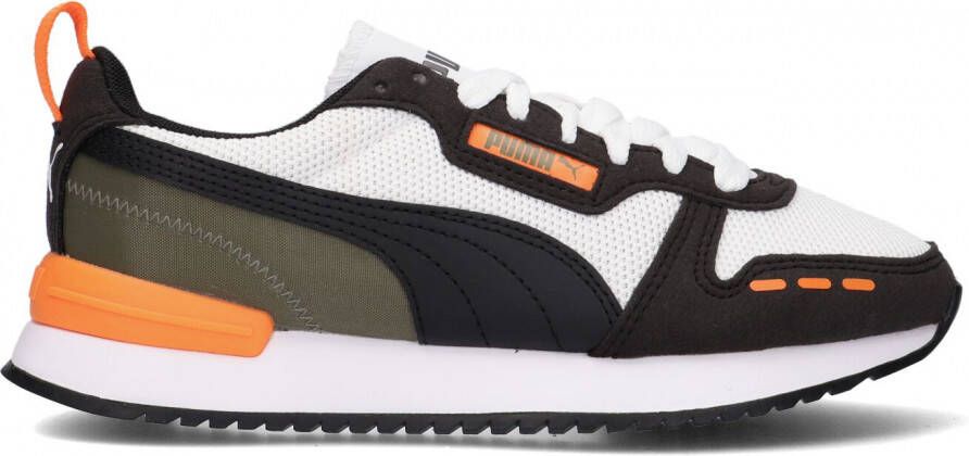 Puma Zwart Witte Sneaker met Neon Oranje en Olijfgroene Accenten Multicolor Dames
