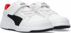 PUMA Rebound Layup Lo SL V Inf Sneakers Kinderen White- Black-High Risk Red