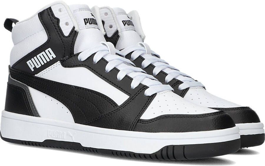 Puma Rebound V6 Mid Jr White Black shadow Gray Fashion sneakers Schoenen weiß maat: 37 beschikbare maaten:36 37.5 38.5 39