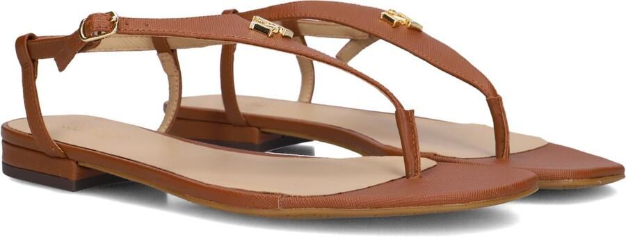 LAUREN RALPH LAUREN Dames Everley 2 Flat Sandal Maat: 38 Materiaal: Leatherlook Kleur: Bruin
