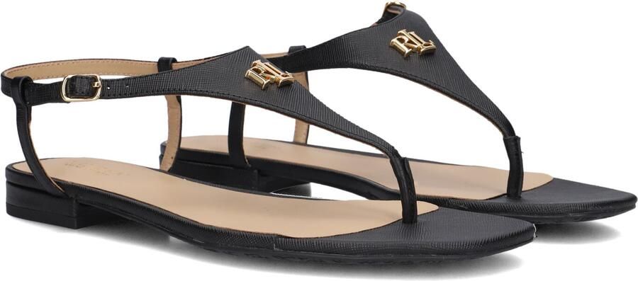 LAUREN RALPH LAUREN Dames Everley 2 Flat Sandal Maat: 37 Materiaal: Leer Kleur: Zwart