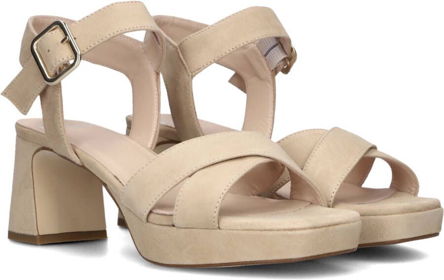 Red Rag Beige Suède Sandalen met Blokhak Beige Dames