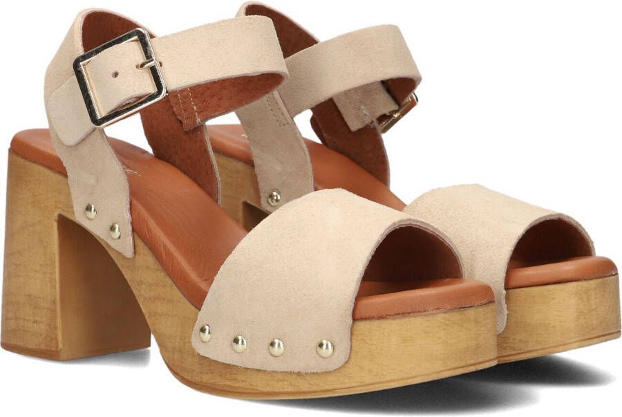 Red Rag Beige Suède Sandalen met Gouden Studs Beige Dames