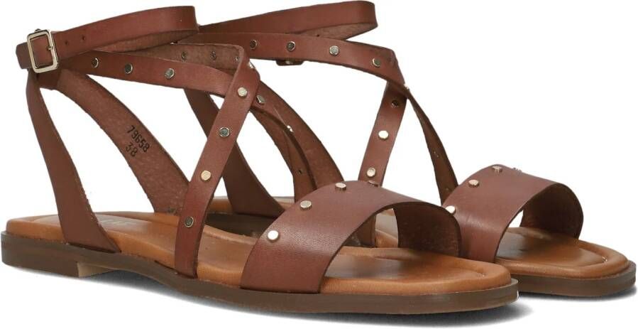 Red Rag Cognac Leren Sandalen met Studs Brown Dames