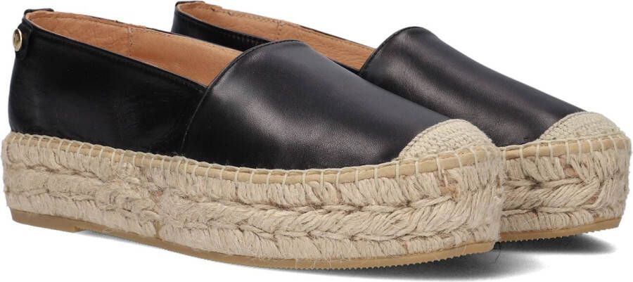 Red Rag Zwarte Leren Espadrilles met Jute Plateauzool Black Dames