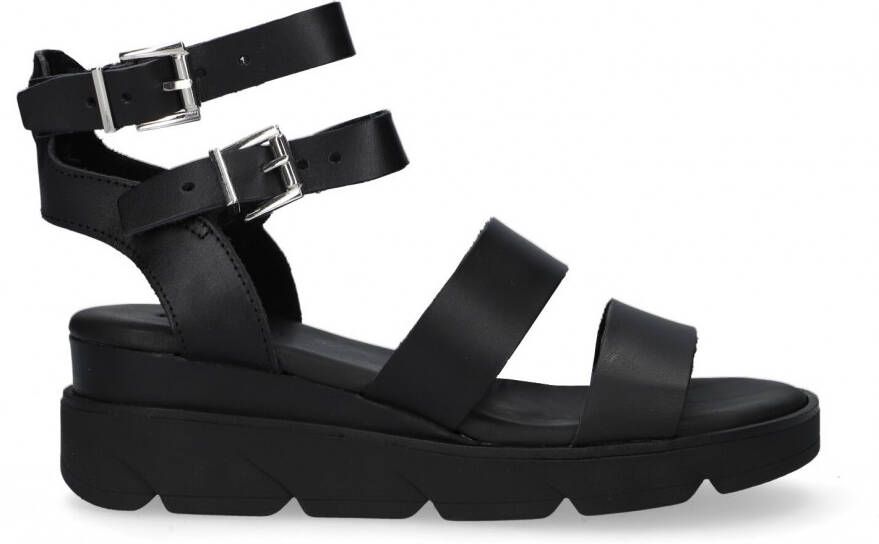 Red-Rag Red Rag Sandalen Dames Damesschoenen Leer Blokhak hoogte 5 cm 79384  Zwart - Schoenen.nl